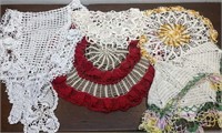 5 vintage crocheted doilies