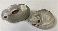 Pottery Rabbit and Cat