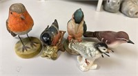 Collection of Hand Carved Wood Birds and Ceramic B