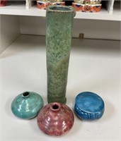 Group of Glazed Pottery Vases and Trinket