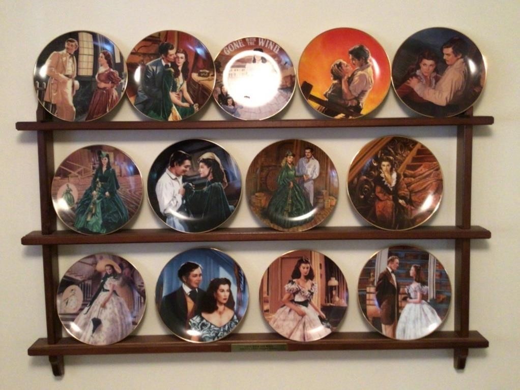 Gone with the Wind collector plates w/ wall rack