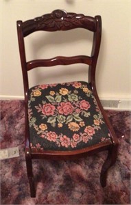 Carved rose back side chair