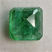 CERT 6.90 Ct Faceted African Hue Enhanced Emerald,
