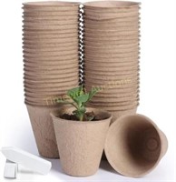 JERIA 50-Pack 3.15 Inch Peat Pots with Labels