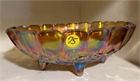 Carnival Glass Footed Bowl