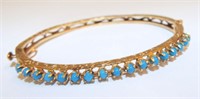 14k Gold And Turquoise Bangle Bracelet