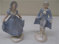 Pair of chalk figurines, girl & boy
