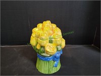 Treasure Craft Yellow Roses Bouquet Cookie Jar