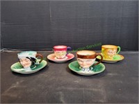 (4) Hal-Sey Fifth Ave Teacups w/ Saucers