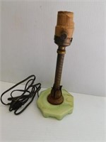Vintage lamp, brass post with green slag