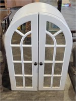 White Mirrored Front Arched Display Cabinet