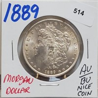 1889 90% Silver AU/BU Morgan $1 Dollar