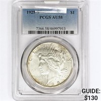 1925-S Silver Peace Dollar PCGS AU58
