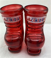 2x Vintage Molson Canadian Red Boot Glass Mugs