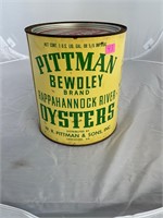 Pittman Bewdley Lancaster VA 10 Gallon Oyster Can