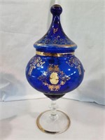 Vintage Cobalt Blue Art Glass Urn-3D Cameo