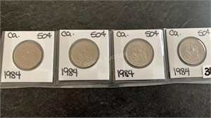 (4) 1984 Canadian 50 Cent Coins