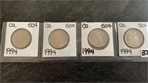 (4) 1994 Canadian 50 Cent Coins