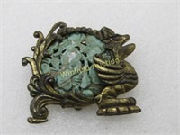 Vintage Chinese Dragon & Enameled Brooch, 1930's-1