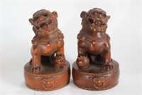 Pair of Chinese Huangyang Wood Carved Lions