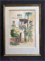 Signed, framed watercolor on paper