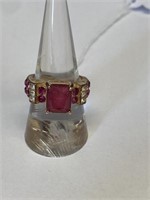 Ring size 6 1/2 w/rubies gold overlay .925 S