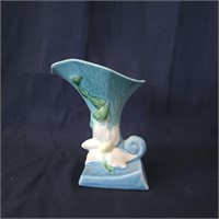 Roseville Blue Vase with Clematis Flower 190-6