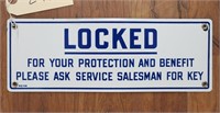 "Locked" Single-Sided Porcelain Sign