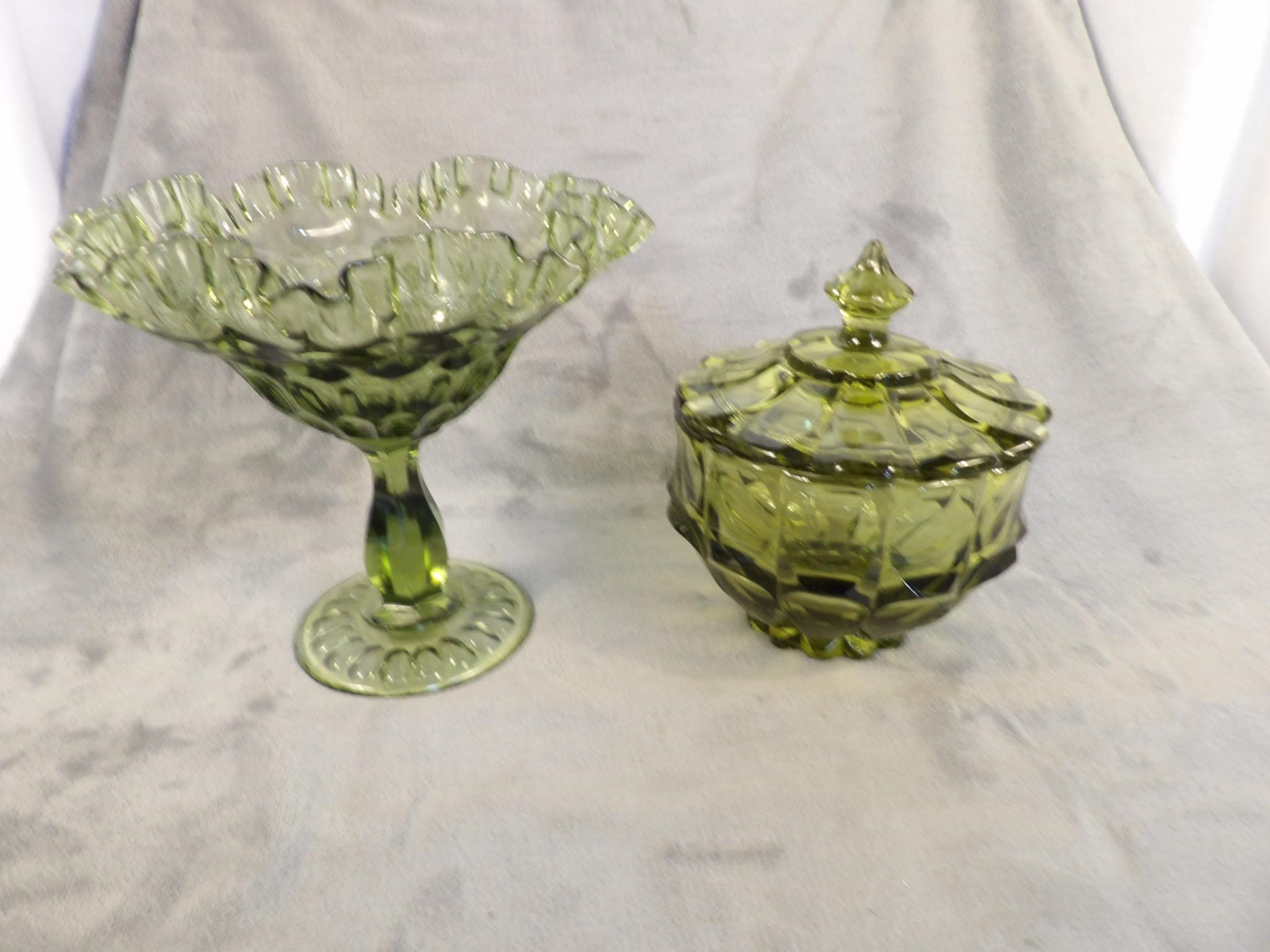 Fenton Colonial Candy Dish & Thumbprint Compote