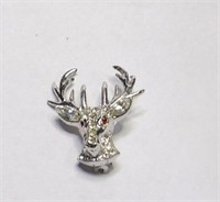 Vintage ORA Rhinestone Stag Deer Head Jeweled Eyes