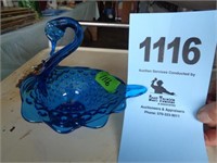 Cobalt Hobnail glass swan