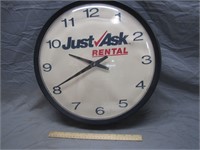 Vintage Just Ask Rental Wall Clock - Untested
