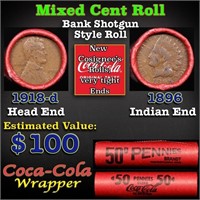 Mixed small cents 1c orig shotgun roll, 1918-d Lin