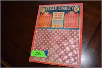 Vintage Texas Charley Numbers Punchboard