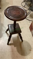 Small wooden plant stand - round top with a square