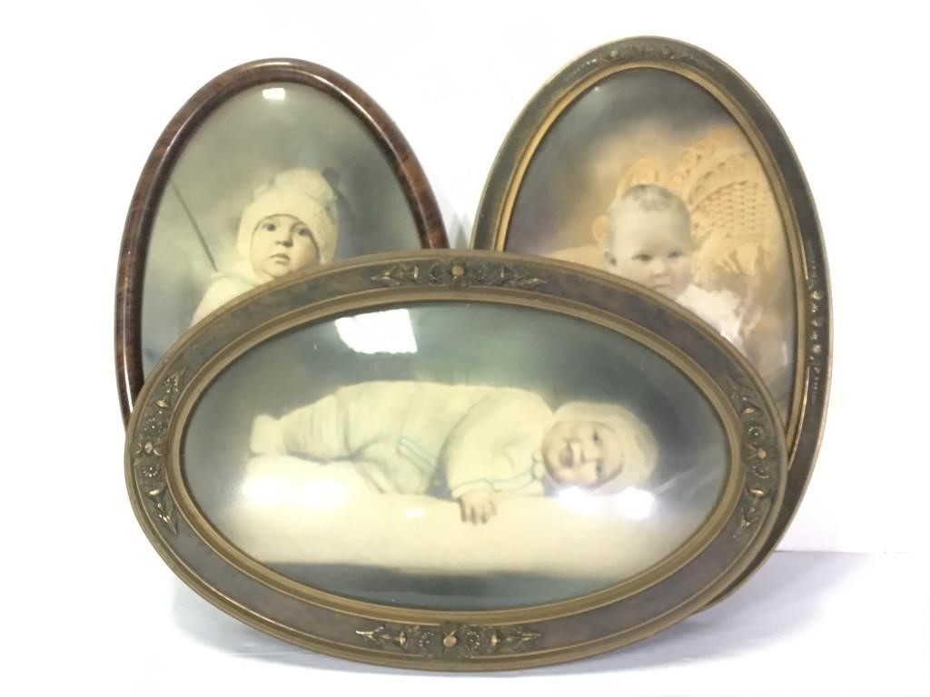 3 - 22.5" H Vtg Bubble Frames w Children