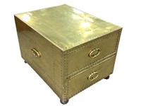 Brass Covered Table w 2 Drawers