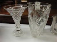Two cut crystal vases.