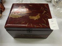 Old red lacquered Japanese tea box.