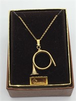 Gold Plated Necklace w French Horn Pendant