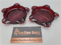 Ruby Red Glass Ashtrays