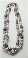 Continuous Strand Multi Color Pearl Necklace