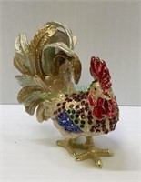Faced rooster trinket box 3 inches tall    1930