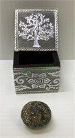 One inch pyrite / marcasite ball with storage box