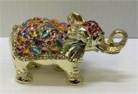 Gold tone and rhinestone elephant trinket box 3