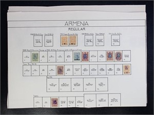 Armenia Stamps Used and Mint hinged on old pages,