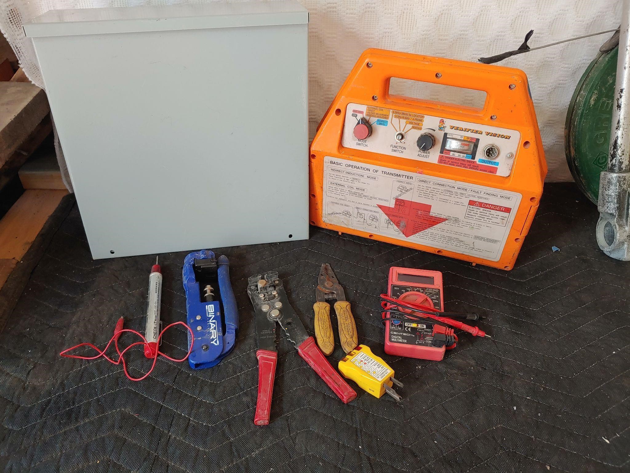 Electrical - Assortment of tools and box