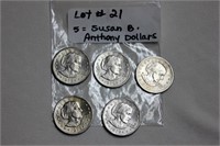 Susan B Anthony Dollar, 5 coins