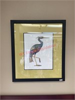 Signed Heron Framed Art