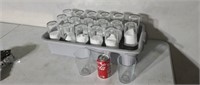 36  Ikea clear glasses in plastic bus tray.